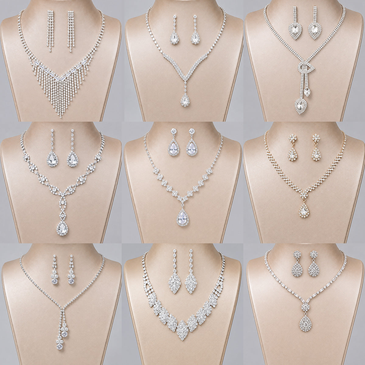 Elegant Crystal Jewelry Set with Necklace and Earrings for Parties