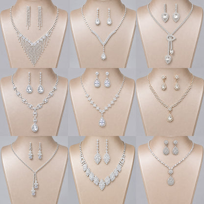 Elegant Crystal Jewelry Set with Necklace and Earrings for Parties