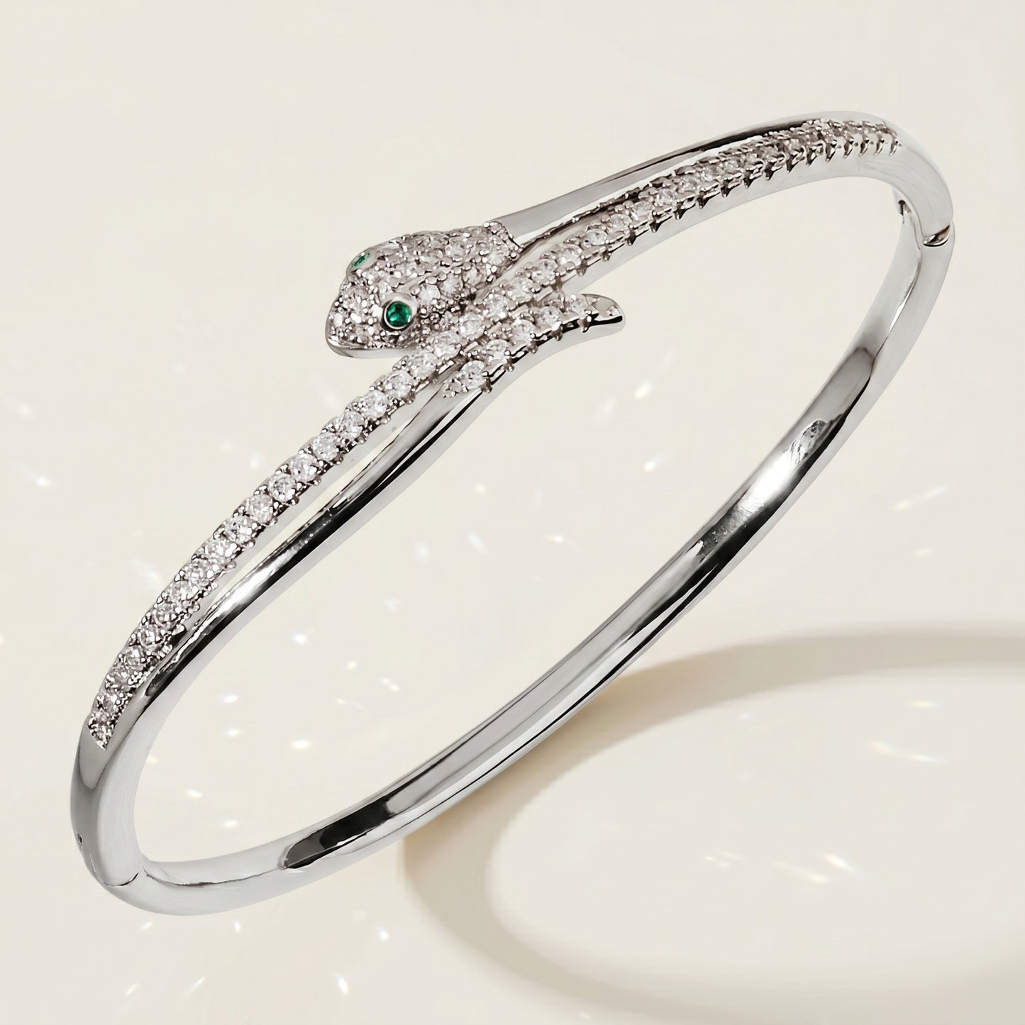 High-End Zirconia Stone Bangle with Nail Design for Weddings and Parties