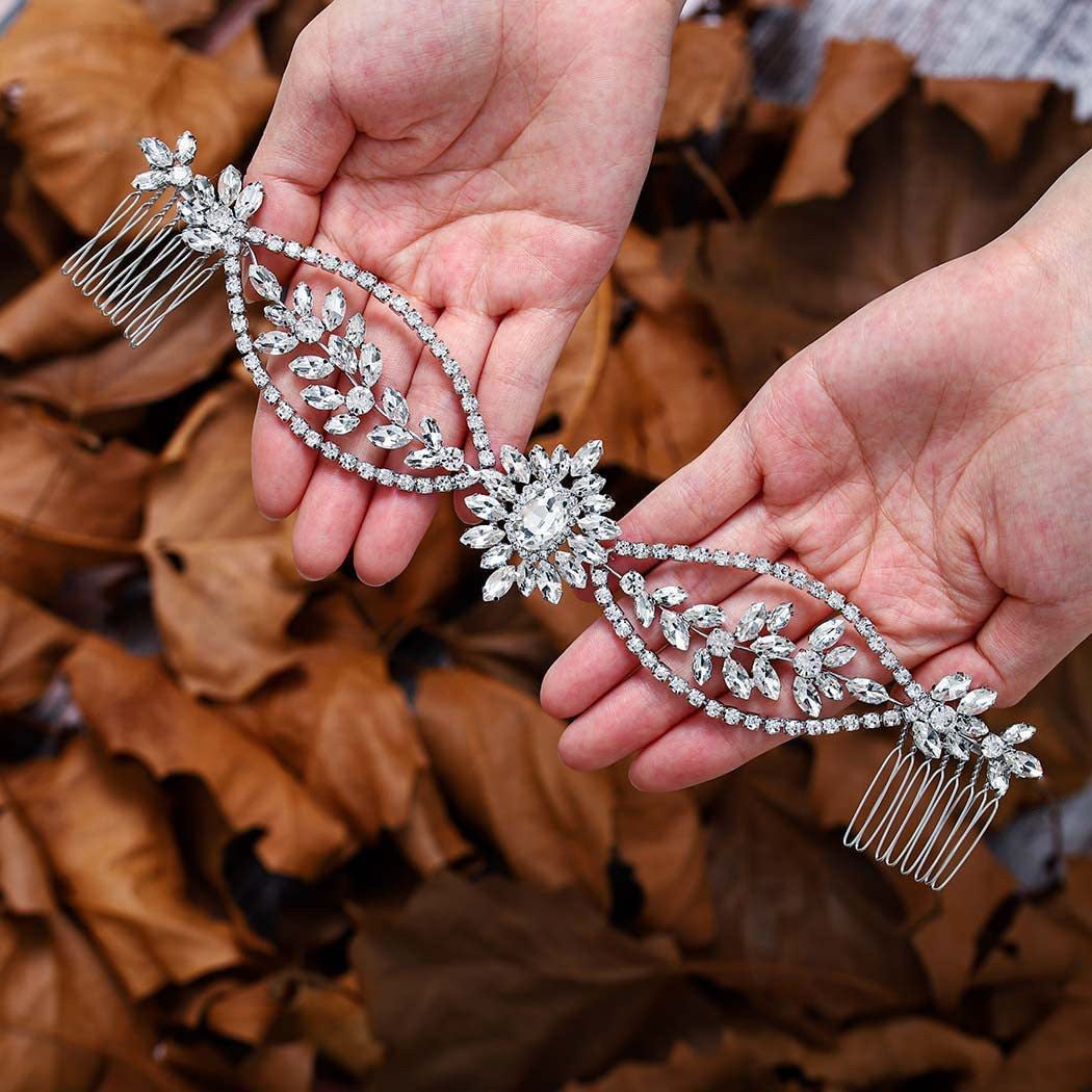 Double Head Alloy Hair Comb Rhinestone Bridal Hairpiece