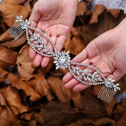 Double Head Alloy Hair Comb Rhinestone Bridal Hairpiece