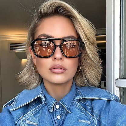 Trendy Square Pilot Sunglasses UV400 Protection