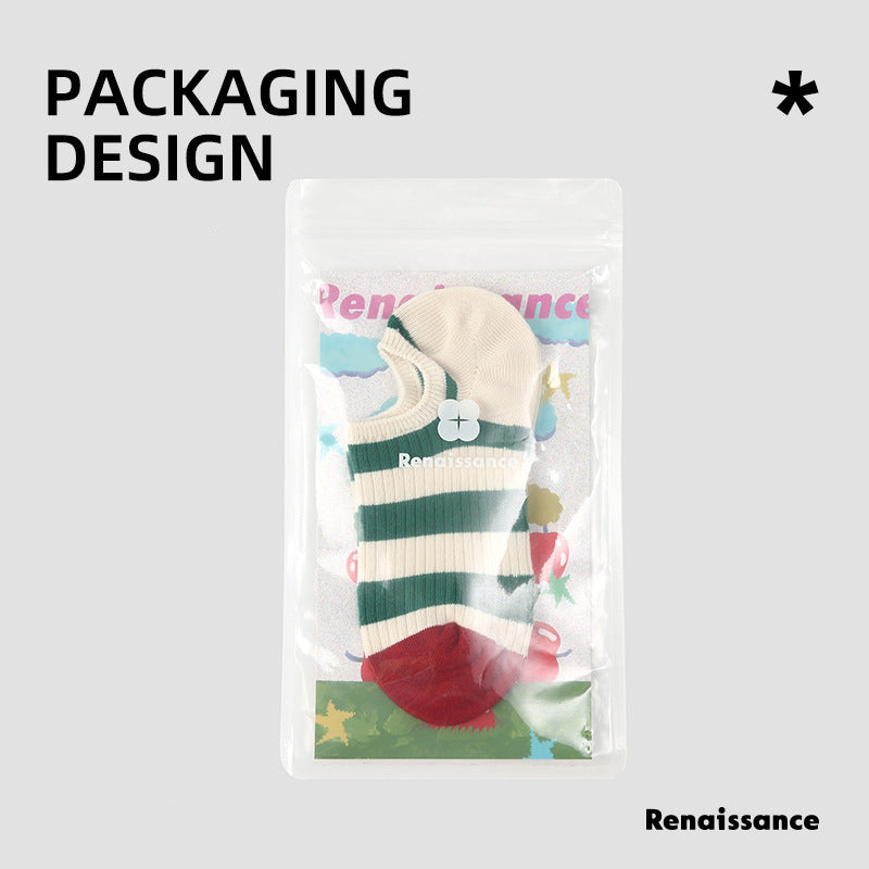 Renaissance Vintage No Show Grip Cotton Socks