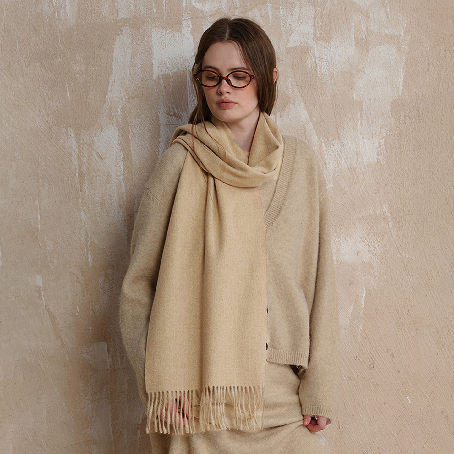 Classic Wool Scarf with Tassels for Men and Women