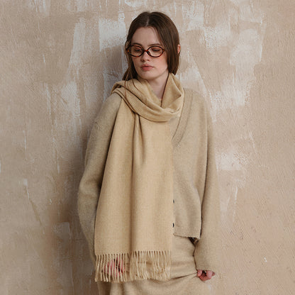 Classic Wool Scarf with Tassels for Men and Women