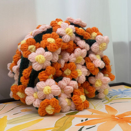 Handcrafted Floral Crochet Blanket - Daisy Pattern Plush Throw