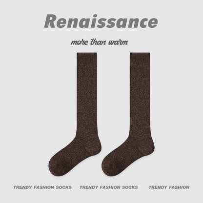 Mid Calf Colorblock Cotton Blend Socks Retro Casual