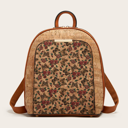 Printed Cork Backpack Waterproof Retro Style Women’s Travel Bag