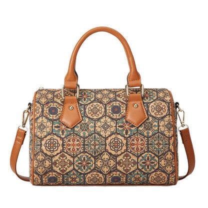Retro Cork Texture Tote Bag with Ethnic Print