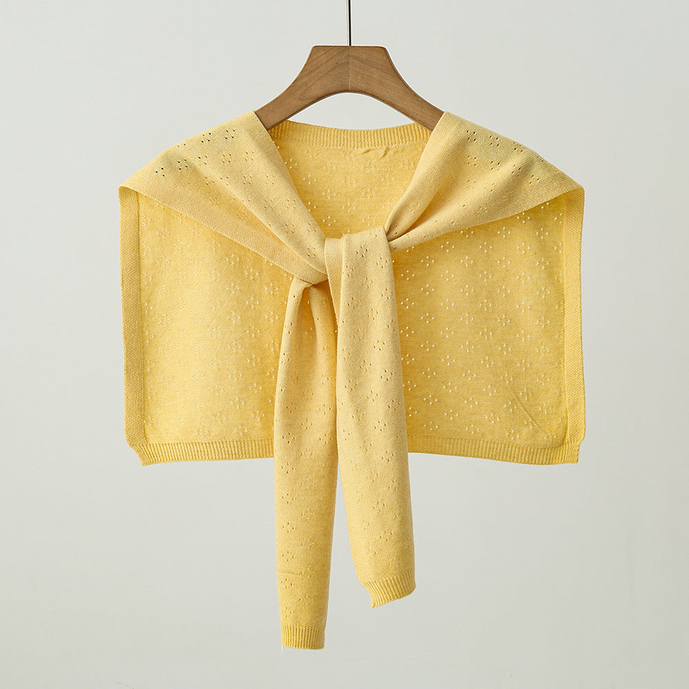 Stylish Knitted Solid Color Openwork Shawl for All Seasons