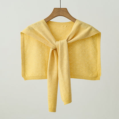 Stylish Knitted Solid Color Openwork Shawl for All Seasons