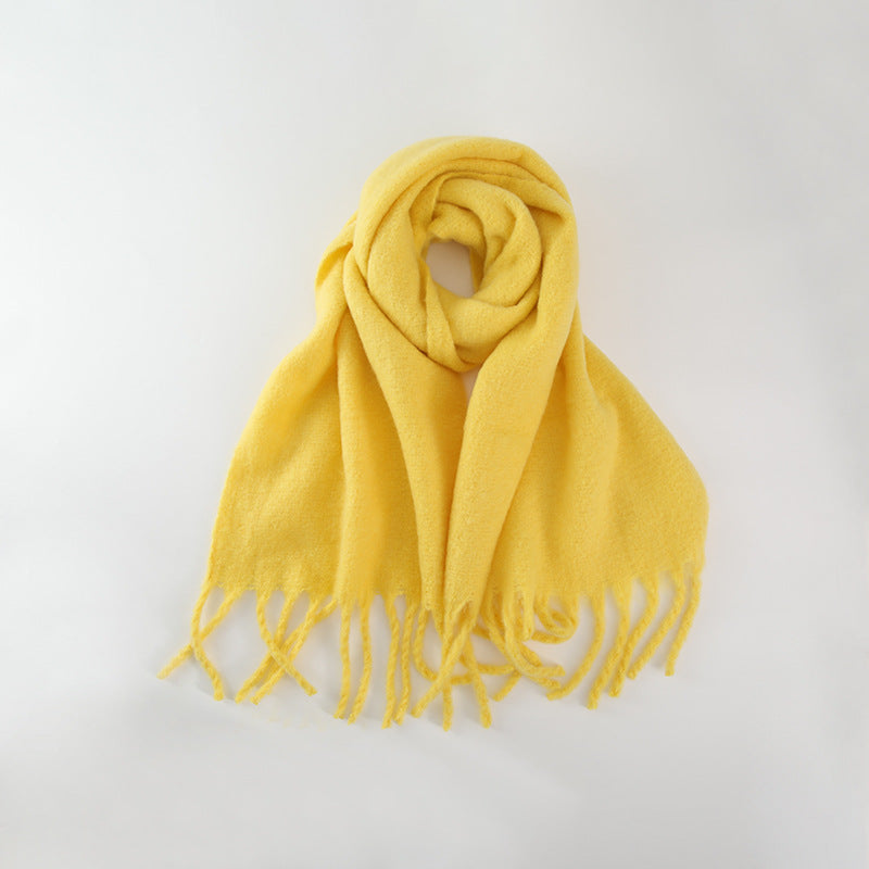 Chic Solid Color Faux Cashmere Scarf With Tassels for Women