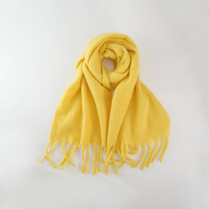 Chic Solid Color Faux Cashmere Scarf With Tassels for Women