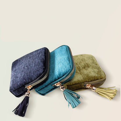 Jewelry Organizer Tassel Zip Double Layer Pouch