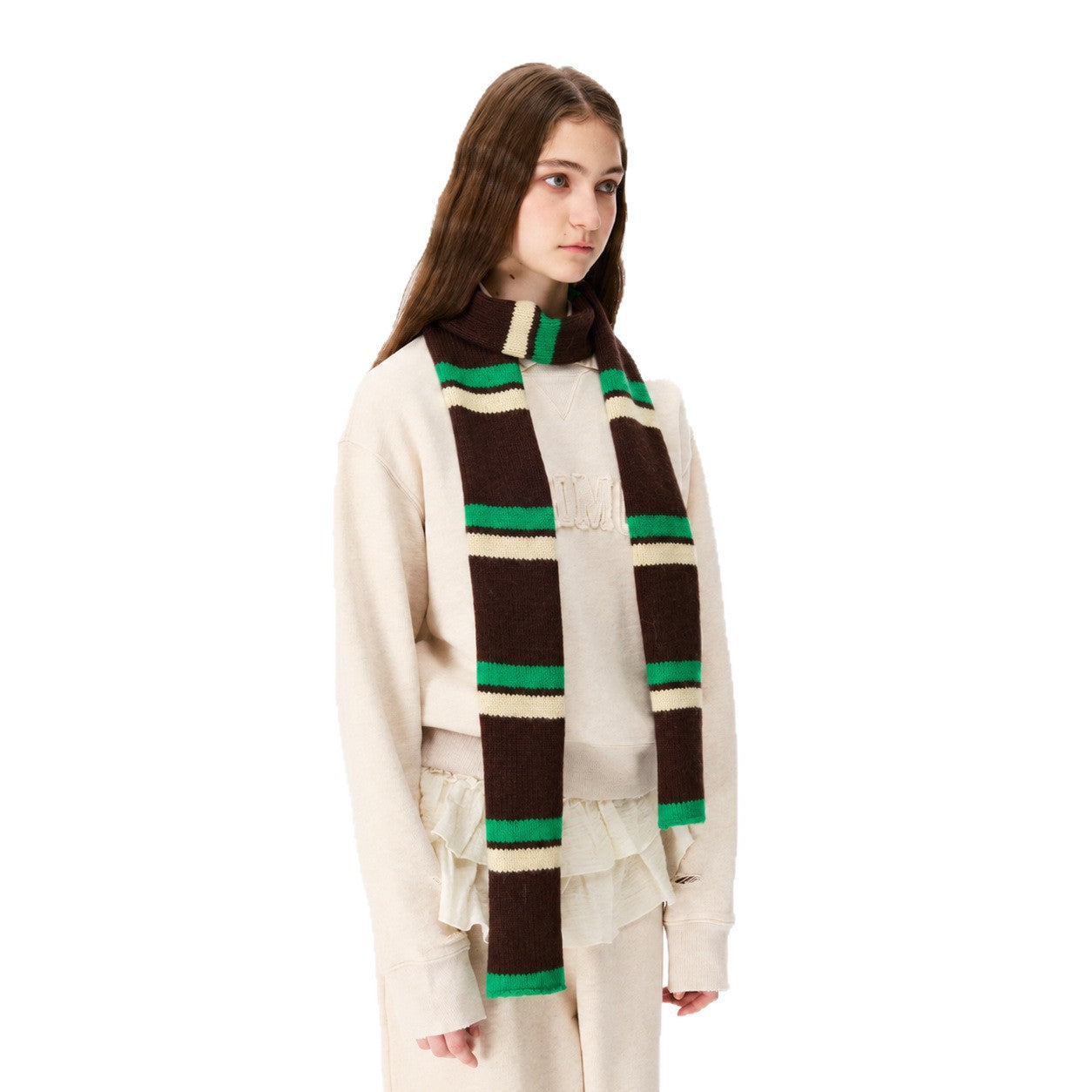 Retro Striped Knit Scarf Cozy Multicolor Infinity Scarf