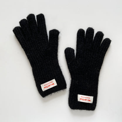Touchscreen Knit Gloves Cute Solid Color Warm Winter Mittens