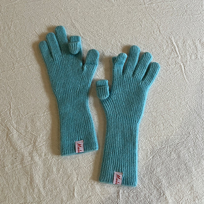 Knitted Wool Fingerless Gloves for Women