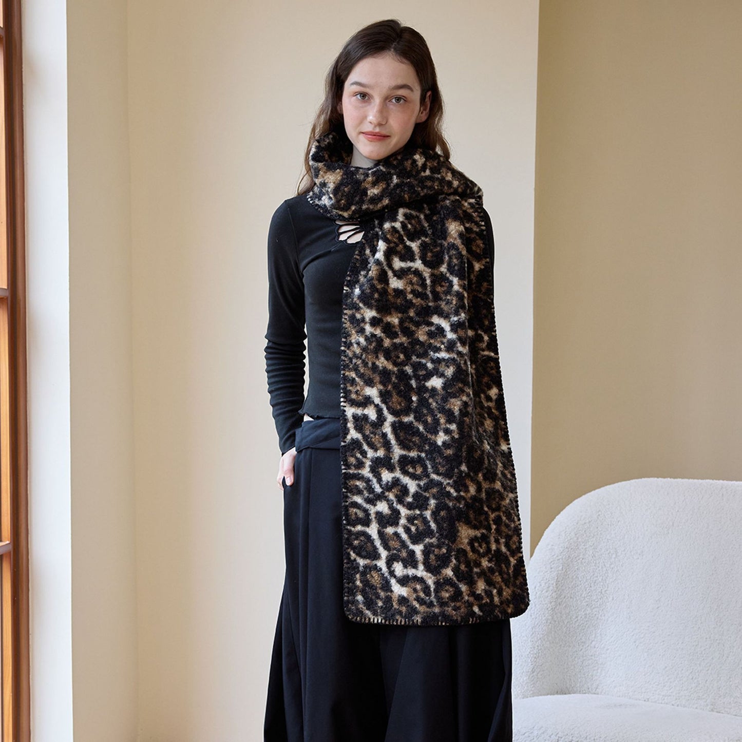 New Double-Sided Printed Leopard Print Scarf for Women - Stylish and Versatile