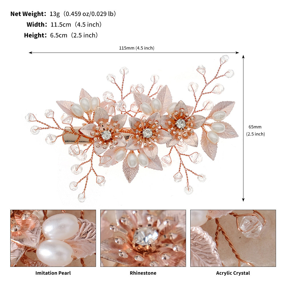 Handmade Floral Pearl Hair Clips for Weddings and Parties