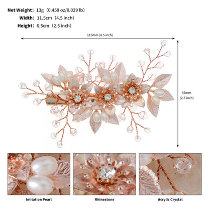 Handmade Floral Pearl Hair Clips for Weddings and Parties