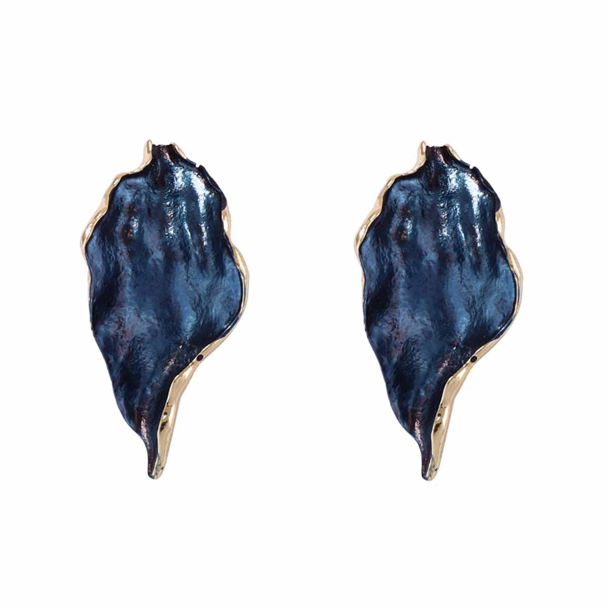 Minimal Luxury Asymmetric Leaf Enamel Stud Earrings