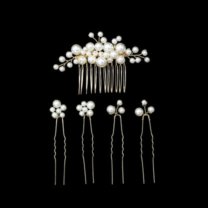 Set of 3 Combs and 2 Hair Pins Bridal Wedding Hair Accessories