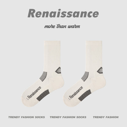 Running Socks Colorblock Coolmax Mid Calf