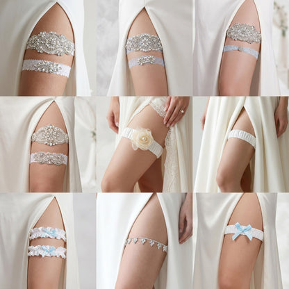 Bridal Lace Garter Belt with Rhinestones and Pearls for Elegant Weddings