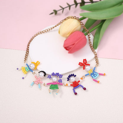 Collarbone Necklace Pearl Seed Bead Cartoon Cute Casual