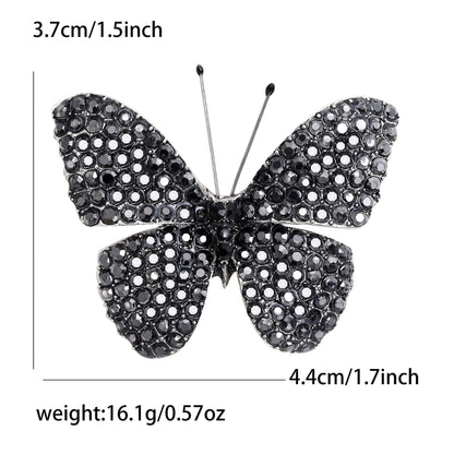 Alloy Butterfly Brooch with Rhinestones for Women's Elegant Outerwear