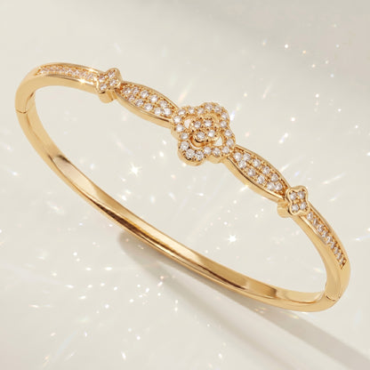 High-End Zirconia Stone Bangle with Nail Design for Weddings and Parties