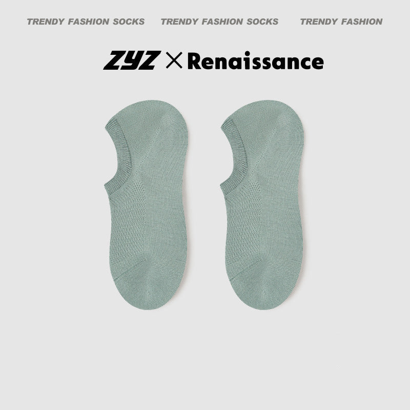 Men's No Show Mesh Cotton Socks Moisture Wicking