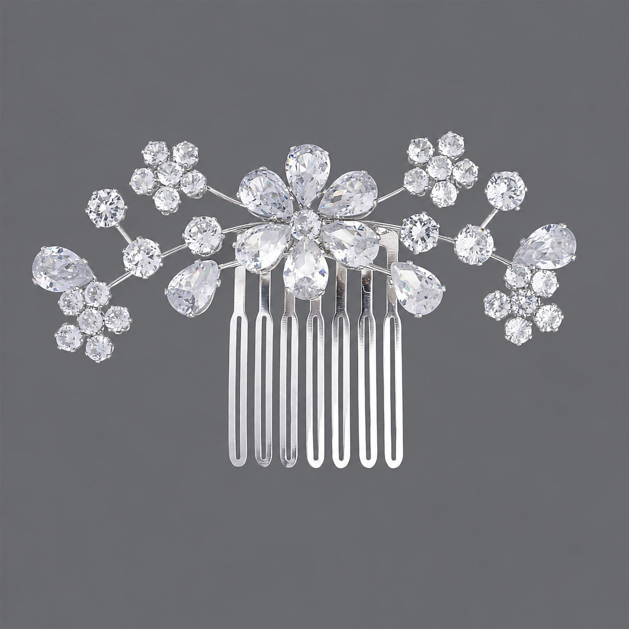 Vintage Floral Zircon Hair Comb Elegant Bridal Headpiece