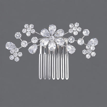 Vintage Floral Zircon Hair Comb Elegant Bridal Headpiece