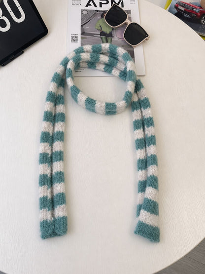 Retro Striped Knit Scarf Cozy Multicolor Infinity Scarf