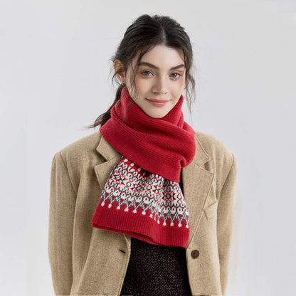 Nordic Fair Isle Knit Scarf for Women | Warm Couple's Christmas Shawl
