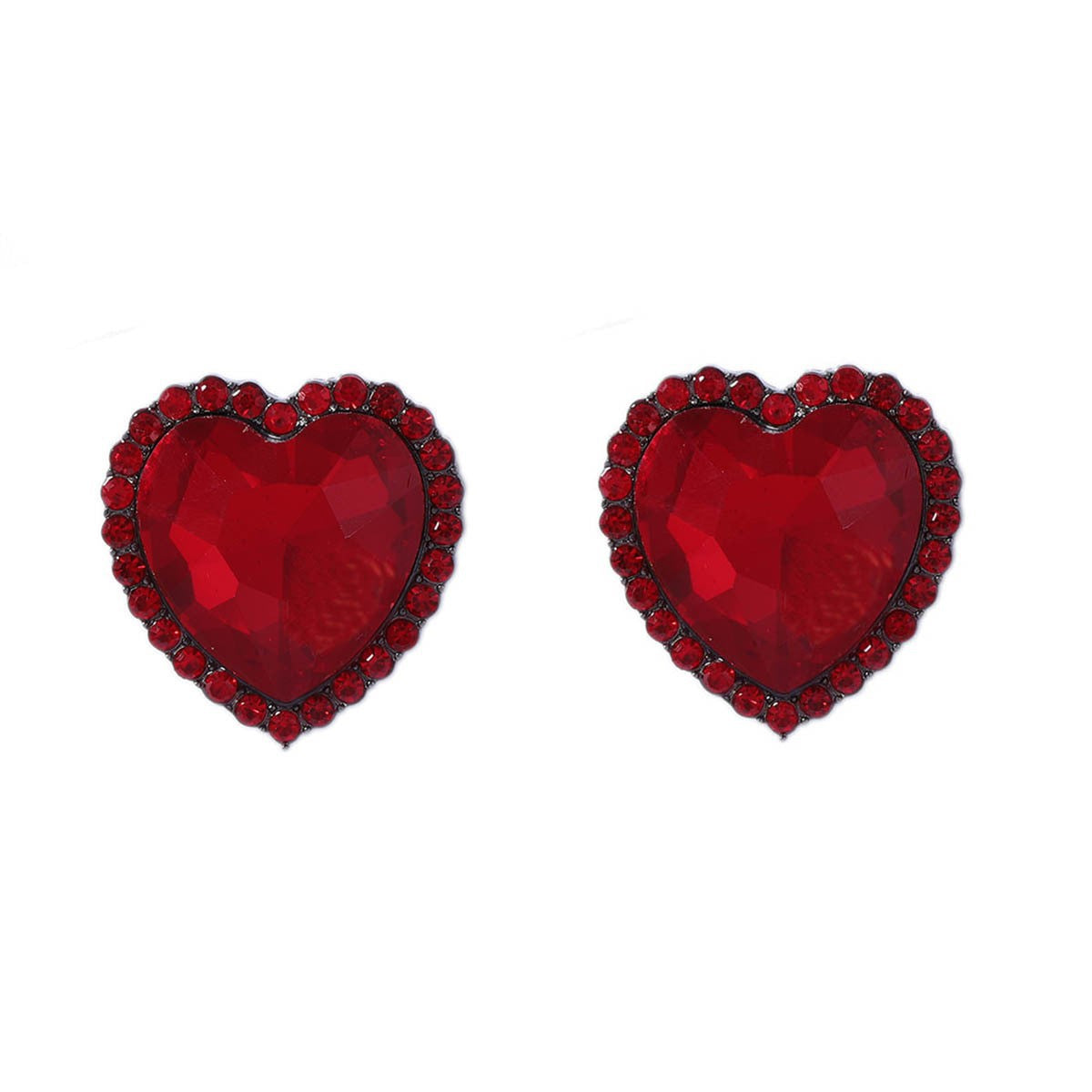 Alloy Heart Crystal Stud Earrings Vintage Luxe