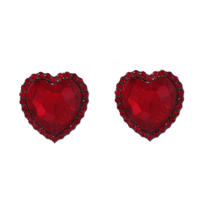 Alloy Heart Crystal Stud Earrings Vintage Luxe