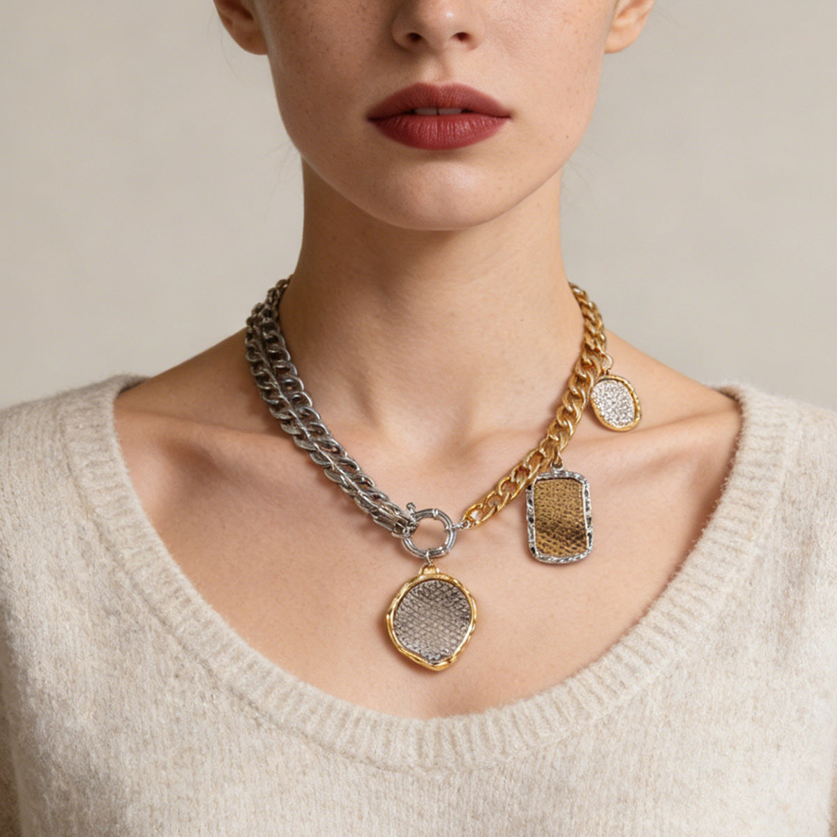 Necklace Asymmetric Geometric Metal Pendant Luxe