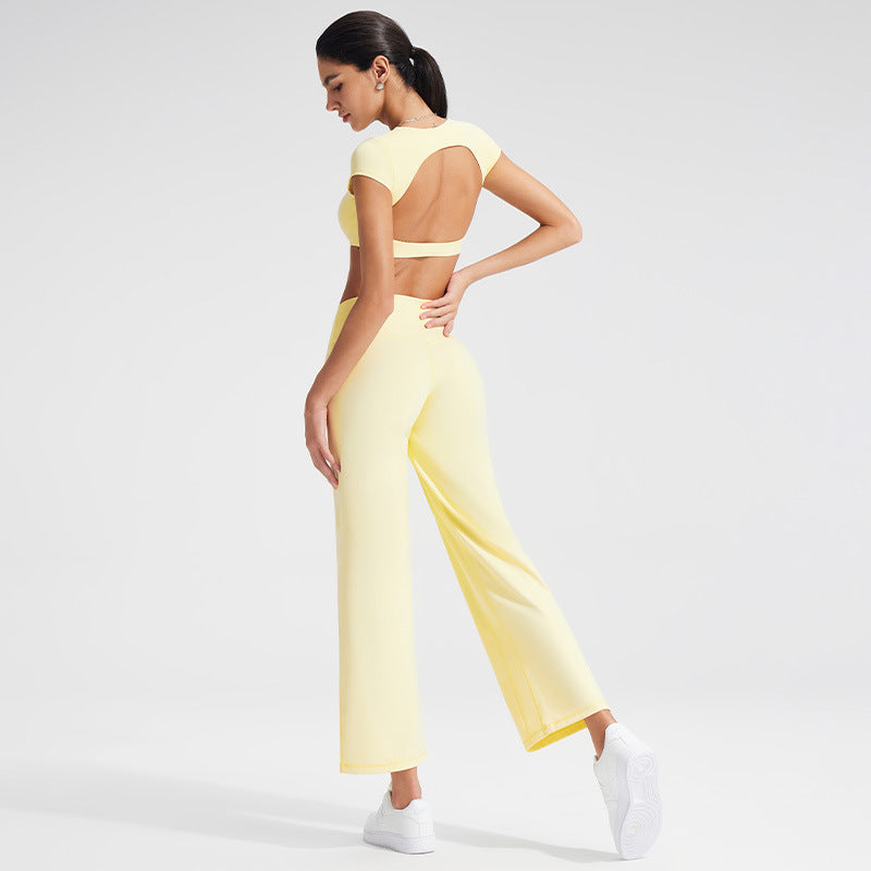 Backless Sports T-Shirt Set with Removable Pads for Women