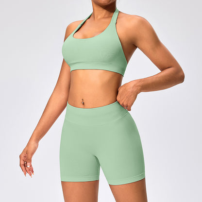 Women's Outdoor Yoga Set with Open Back Sports Bra and Pants