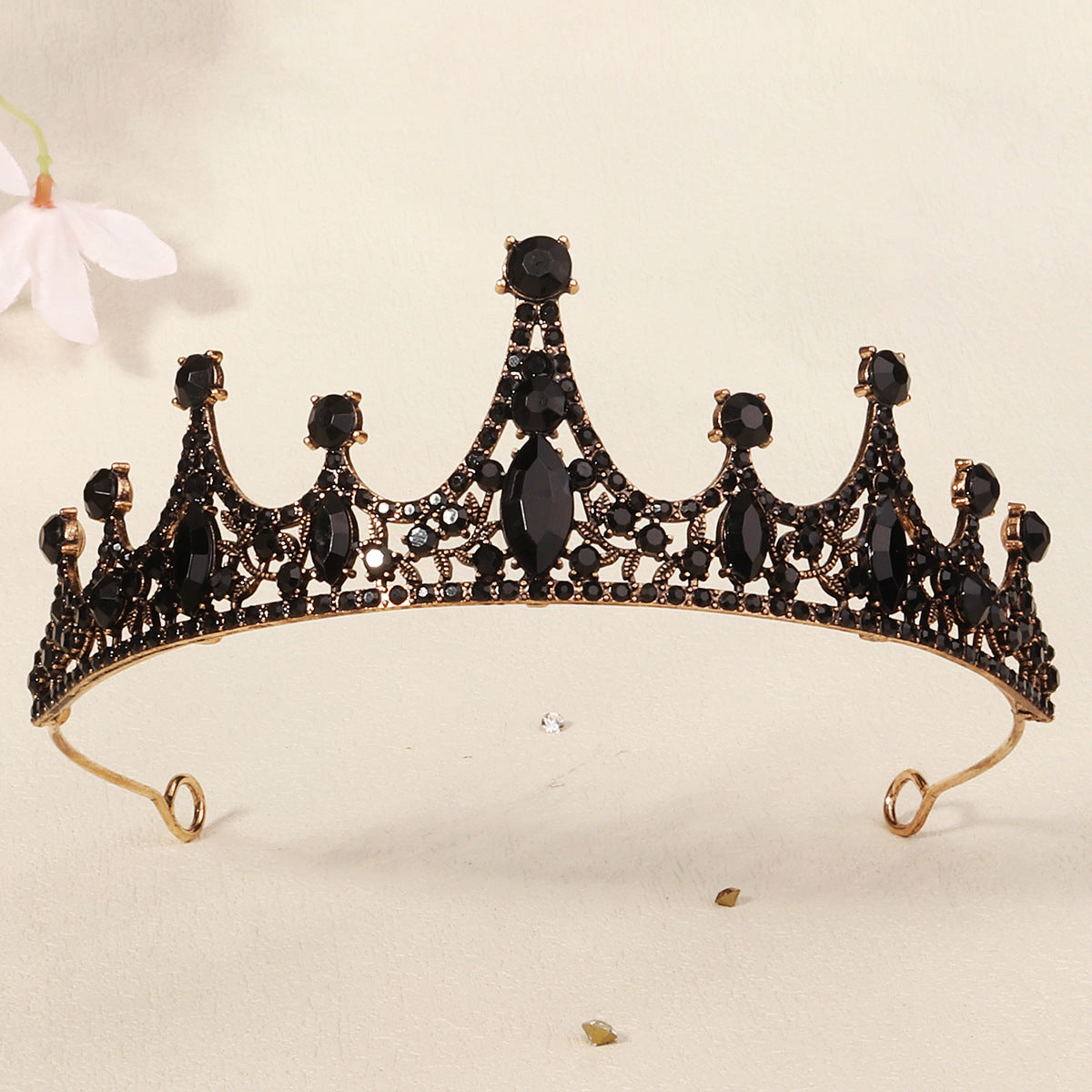 Dark Fantasy Alloy Crown with Rhinestones for Halloween Parties