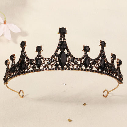 Dark Fantasy Alloy Crown with Rhinestones for Halloween Parties