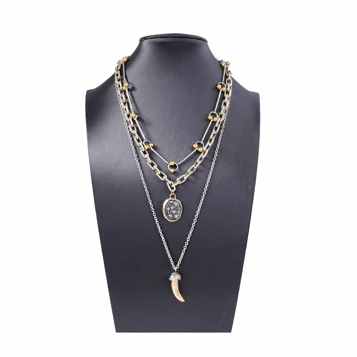 Layered Antler Pendant Necklace Geometric Casual