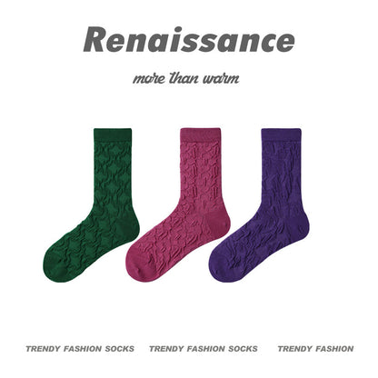 Mid Calf Vintage Gradient Cotton Socks