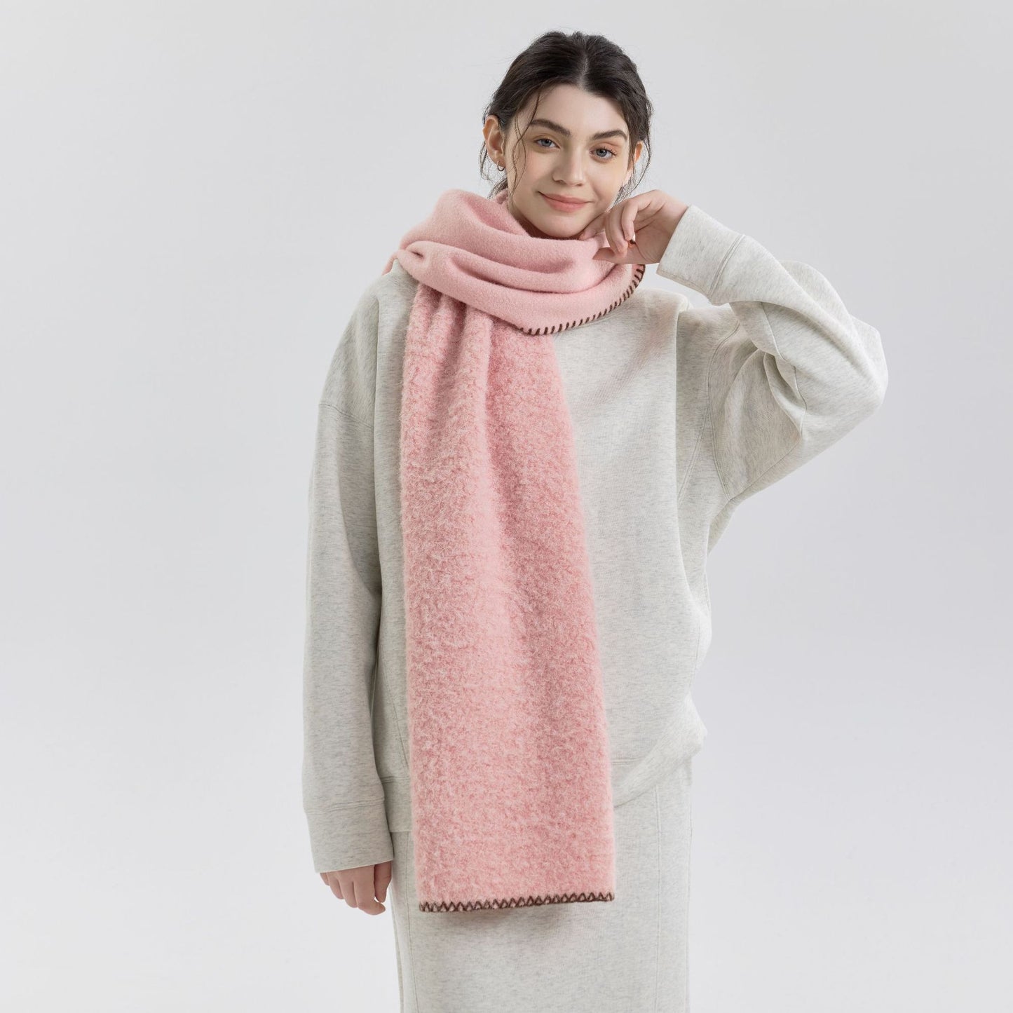 Simple Solid Color Wool Blend Scarf for Women - Cozy Winter Wrap
