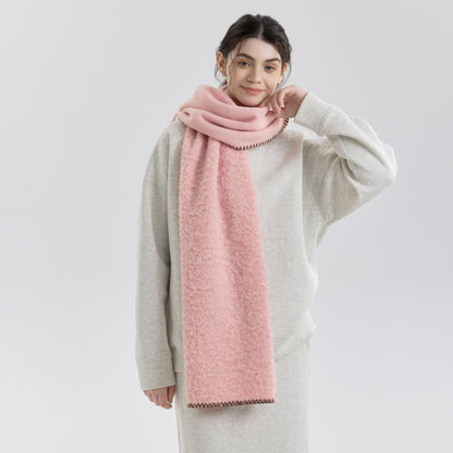Simple Solid Color Wool Blend Scarf for Women - Cozy Winter Wrap