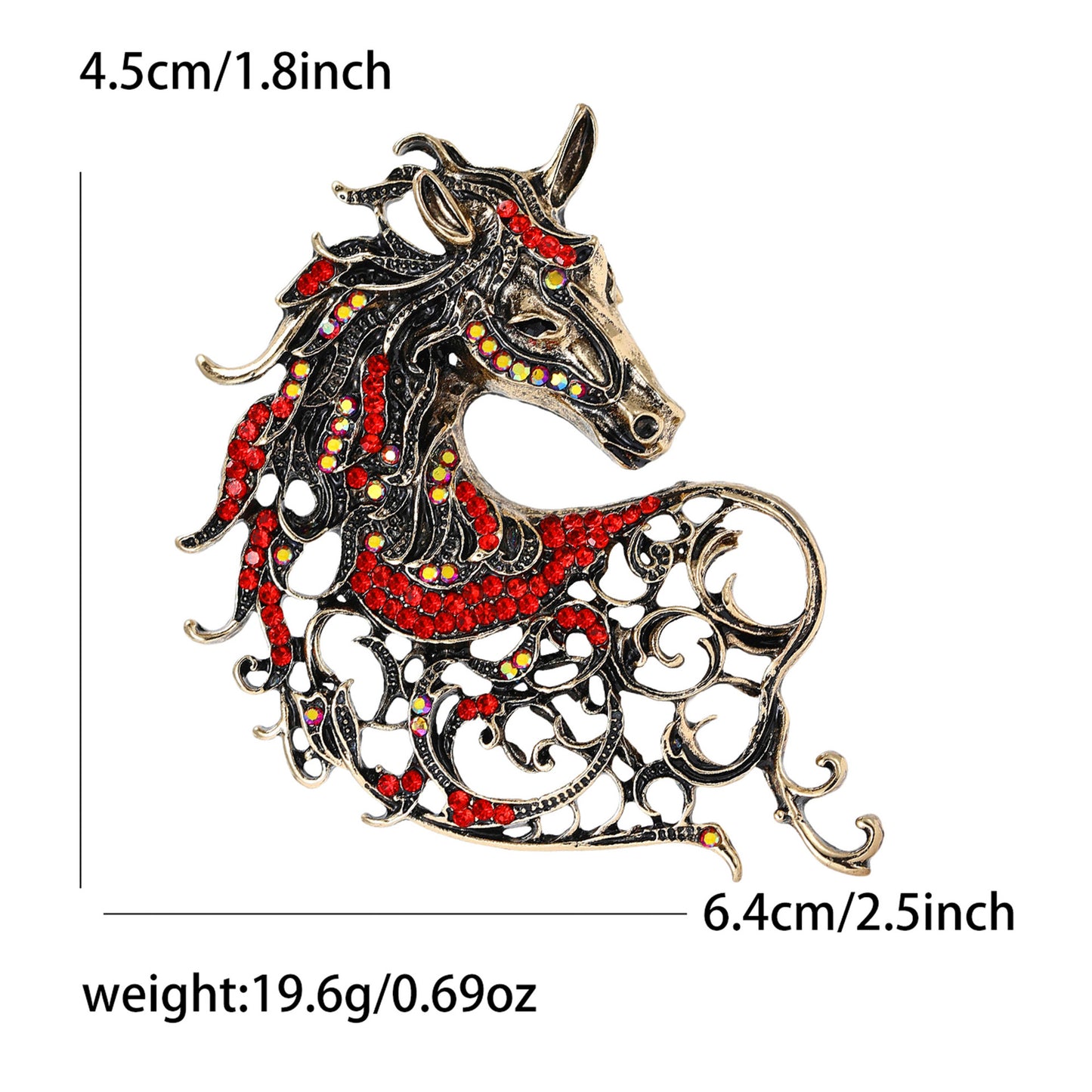 Vintage Horse Head Brooch Creative Fashion Pin Jewelry