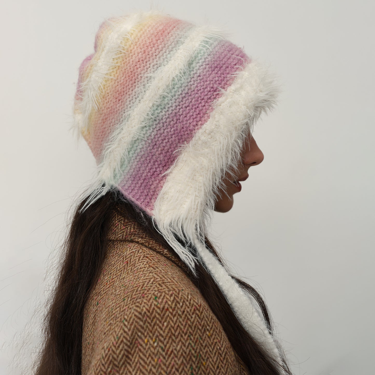 Cute Gradient Knit Beanie Hat with Ear Protection