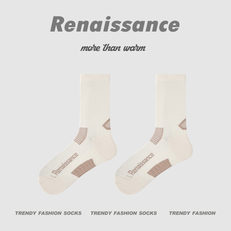 Running Socks Colorblock Coolmax Mid Calf